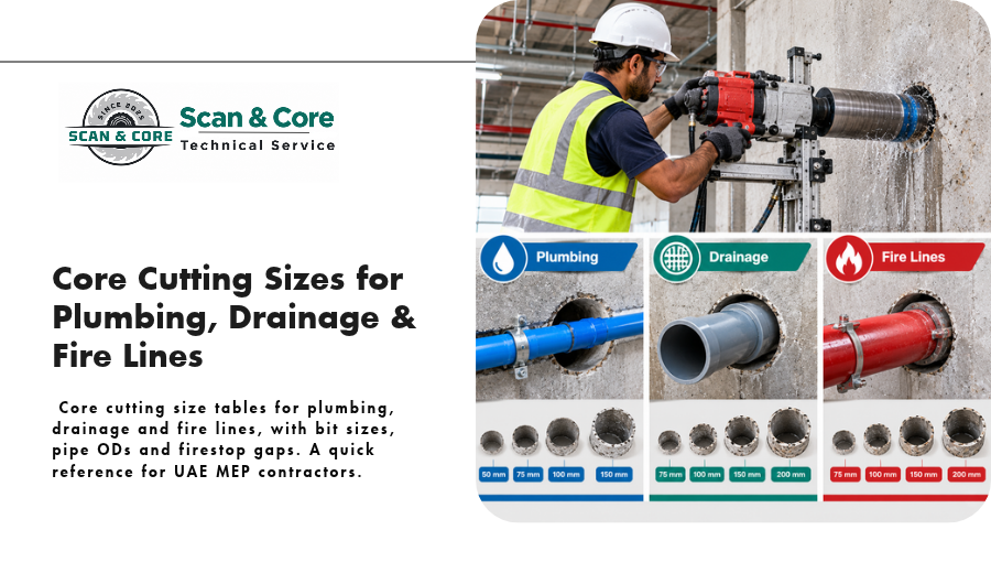 core cutting sizes