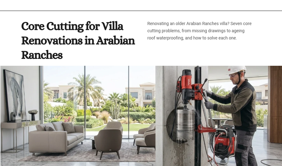 Core Cutting for Villa Renovations in Arabian Ranches