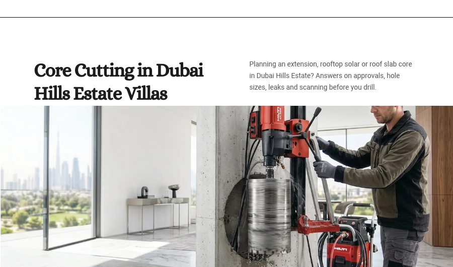Core Cutting in Dubai Hills Estate Villas